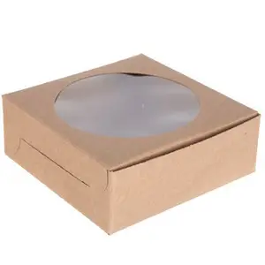 Kotak Roti Putih 12X8X2.5 Inci dengan Jendela Kotak Kue Kotak Kue untuk Makanan Penutup Penutup Cokelat Stroberi
