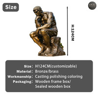 Statue de Penseur en Bronze Antique sur Mesure, Taille Réelle, Assis, pour Jardin Extérieur