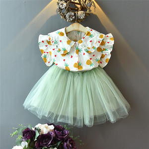 Vêtements d'été pour filles, ensembles de veste à motif ananas et robe en tulle pour enfants - Product Image 3