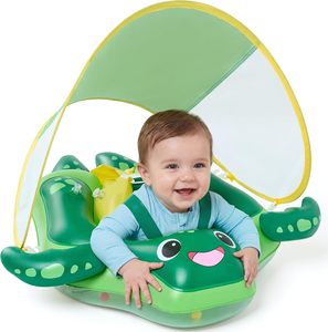 Hot sale Baby Swimming <b>Float</b> Removable Sun Canopy <b>Inflatable</b> Baby Pool <b>Float</b> Sea Turtle Swim Ring Infant Age 6 36 Months - Product Image 1