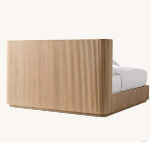 Новый дизайн, популярная тканевая кровать для спальни, деревянная кровать из дуба, ручной работы - Product Image 4