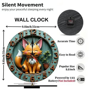 Round Wooden Wall Clock 25x25Cm <b>Retro</b> Farmhouse Silent Non Ticking Living Room <b>Decor</b> - Product Image 5