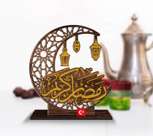 Meilleure vente islamique musulman Table ornement Ramadan décoration en bois Eid Al-Fitr <span class=keywords><strong>Aid</strong></span> <span class=keywords><strong>Moubarak</strong></span> Kareem cadeau fête fournitures - Product Image 3