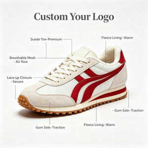 Chaussures de course rétro pour hommes, entièrement blanches, avec logo personnalisé, en maille et <span class=keywords><strong>cuir</strong></span> respirant, plateforme multicouche et semelle à crampons - Product Image 6