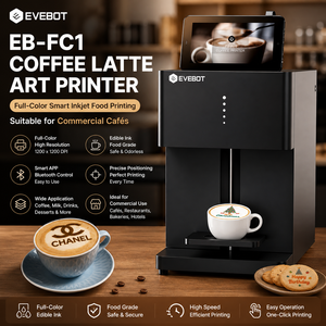 เครื่องพิมพ์ลายลาเต้อัตโนมัติ EVEBOT EB-FC1 แบบ WiFi พร้อมหมึกพิมพ์สีสำหรับอาหารและเครื่องดื่ม - Product Image 2