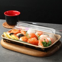 Boîtes à sushi en papier kraft robustes en gros, matériaux recyclés, finition mate, design carré, emballage alimentaire pour plats à emporter