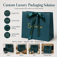 Ensemble de sacs cadeaux en papier texturé de luxe avec logo en feuille d'or, ruban en satin, poignée, personnalisation complète pour l'emballage de bougies artisanales, recyclable