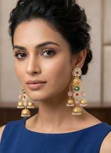 Gold Plated <b>Chandelier</b> Earrings Women's Bohemia Style Tassel <b>Crystal</b> Rhinestone Imitation Pearl Alloy Wedding Jewelry - Product Image 5