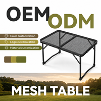 Table de camping pliable en maille métallique 2-en-1, 60x40 cm, en alliage d'aluminium, charge 30 kg, pour pique-nique, barbecue et jardin