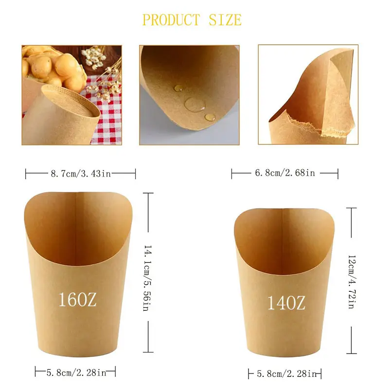 14oz 16oz French Fries Holder Food grade recycled Disposable Paper French Fry Cups Charcuterie Cups for all Occasions