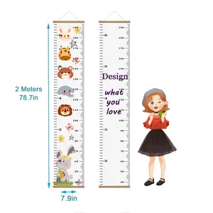Regla de medida extraíble de estilo nórdico, tabla de altura de pared de lona para bebés y niños, tabla de crecimiento personalizada