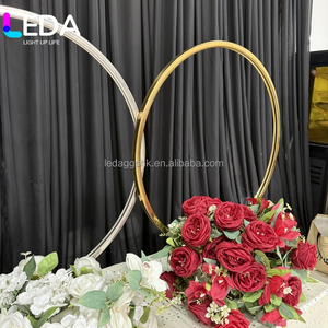 LEDA Hot Circle Iron Flower Stand Wedding <b>Table</b> Decoration Gold Double Circle Center Pieces Flower Stands For Wedding Decoration - Product Image 3