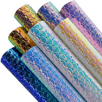 0.5mm coloré gaufrage en cuir PU nid d'abeille motif d'écailles de poisson cuir synthétique pour épingles à cheveux sacs