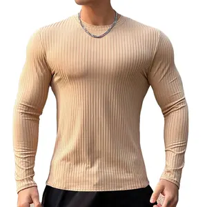 RNSHANGER New Men's T Shirt Solid Colors Long Sleeve Slim T-shirt Young Men Pure Color Tee Shirt 3XL Size O Neck Casual Tee Top