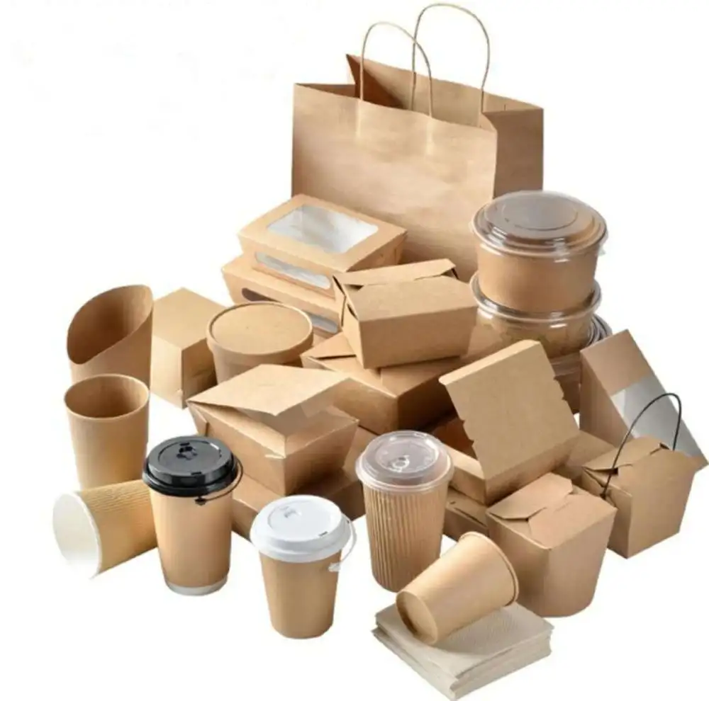 Gmicustom Gedrukt Biologisch Afbreekbaar Kraft Lunch Nemen Om Te Gaan Container Voor Fastfood Wegwerp Afhaalmaaltijden Verpakking Papier Doos