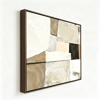 Peinture à l'huile figurative impressionniste minimaliste faite à la main, beige et noir, sur toile texturée, œuvre d'art Wabi Sabi pour salon