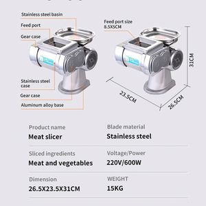 Machine à découper semi-automatique pour la maison, les restaurants, la préparation de plats, la découpe de poitrines de poulet, de viande et de poisson, la préparation de bandes et de copeaux - Product Image 6