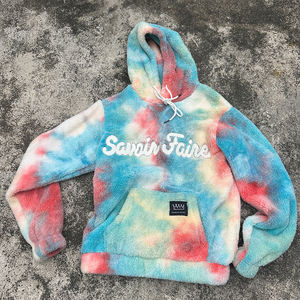 Sudadera con Capucha <span class=keywords><strong>de</strong></span> Sherpa Tie Dye para Hombre YTS, Sudadera <span class=keywords><strong>de</strong></span> Forro Polar Suave con Letra <span class=keywords><strong>de</strong></span> Chenilla, Sudadera con Capucha Cálida <span class=keywords><strong>de</strong></span> Invierno, Fábrica OEM - Product Image 1