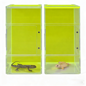 Eco Friendly Made Fluorescent Yellow Acrylic Feeding Box for Reptiles <b>Small</b> Animals - Product Image 1