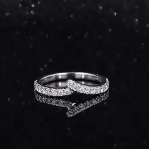 Special Design Wedding Rings Set Moissanite Stone 14k White Gold Band Ring