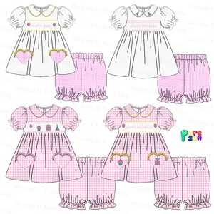 Puresun set pakaian bayi perempuan, desain baru ulang tahun berpenutup piyama anak grosir set pakaian perempuan