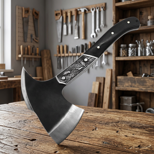 Hacha de alta calidad hecha a mano con mango de madera y cabeza de acero inoxidable para cortar, acampar, supervivencia y bricolaje. - Product Image 3