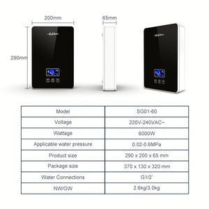 Mejor venta 6000W 220V Calentador de agua 25-55 grados Temperatura constante Ducha casera con accesorios Calentador de agua - Product Image 4