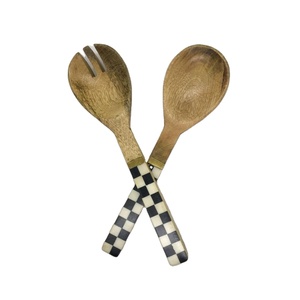 Wood <b>Salad</b> Servers Chess Design Printed for Kitchen Dinning - Product Image 1