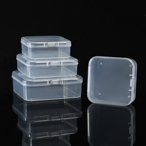 Square Pp Plastic Box With Lid <b>Stackable</b> Jewelry <b>Storage</b> <b>Container</b> Small Size Desktop Organizer Transparent Packaging Case - Product Image 1