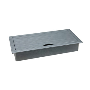 Quality Hardware Desktop Recessed Flip Top <b>Socket</b> Metal Center Opening Space Saving Office Cabinet Power Strip - Product Image 2