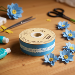 Strisce di pizzo 1,4 cm x 28 m colore crema per artigianato e decorazioni - Product Image 2