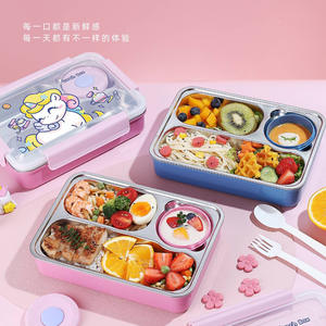 กล่องข้าวเด็กการ์ตูน S30408 สแตนเลสแบบแบ่งช่องพร้อมชามซุปสำหรับเด็กนักเรียน - Product Image 5