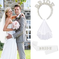 Bandeau de mariée en perles, écharpe de mariée en perles, voile de mariée, cadeaux de mariage pour enterrement de vie de jeune fille, fête de fiançailles, décoration