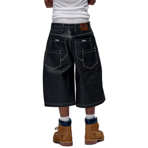 Shorts de mezclilla para hombre Hot Double Pocket, estilo streetwear, 100% algodón, con costuras en contraste, corte recto, denim japonés con orilla cruda. - Product Image 1