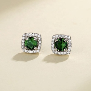 Magníficos Pendientes Cuadrados de Plata con Circonita para Mujer al por Mayor, Vibrantes, de Moda, Vintage, de Plata Esterlina 925, Verdes, para Aniversario - Product Image 5