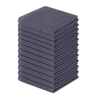 Lot de 12 torchons de cuisine carrés en microfibre couleur unie, séchage rapide, tissés, lavables en machine