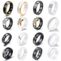 Bagues en céramique incrustées de diamants, variées et très demandées, simples et haut de gamme, pour hommes et femmes, bagues de couple tendance, vente en gros