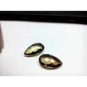 พลอยลูกแพร์เหลี่ยมเพชรพลอยธรรมชาติ briolette ควอทซ์15X25mm - Product Image 3