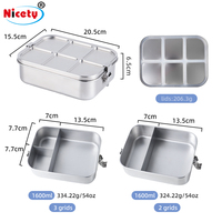 Boîte à lunch bento en acier inoxydable, étanche, compartimentée, sans BPA, réutilisable pour le bureau, l'école et le camping