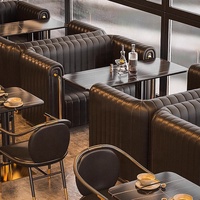 Mobilier de luxe léger et moderne pour boîte de nuit, lounge chicha, restaurant, banquette, canapé, acier inoxydable, 2 places, salle à manger, extérieur, hôtel
