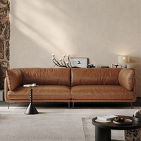 Ensemble de canapés d'angle modulables en cuir huilé de luxe design vintage pour le salon, la villa et l'hôtel.