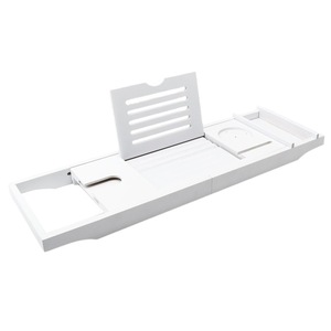 Étagère de bain en bambou rectangulaire extensible, autoportante, écologique, pour rangement dans la salle de bain - Product Image 4