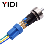 Interrupteur rotatif à bouton-poussoir en acier inoxydable 16 mm NO NC avec voyant LED rouge et vert, interrupteur à verrouillage, marche/arrêt, lumière 12V DC 220V 1NO1NC