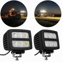 Luminaire de travail auxiliaire LED Lumina à lentille ronde, conception à double rangée avec boîtier nervuré et sortie de câble pour camion, grue, tracteur