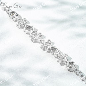 Bracelet tendance en or blanc massif 18 carats avec diamant de laboratoire de forme fantaisie en forme de coussin, bijoux fins unisexes - Product Image 4