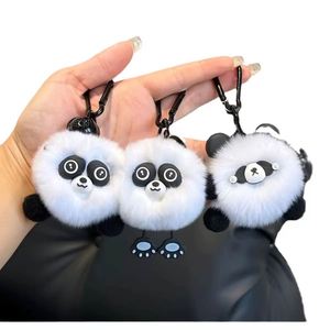 Vente en gros Nouveauté 2025 Porte-clés et pendentifs panda en peluche mignons, imitation fourrure de lapin, pour voiture et sac - Product Image 3