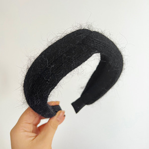 女の子アクセサリー用ヘアバンド,ファッションカスタムエレガントな秋色ぬいぐるみニットカシミアウールクロスノットワイドヘッドバンド - Product Image 6