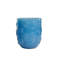 Verres à boire en verre gaufré bleu massif 300 ml, style européen, écologiques, pour la restauration et les mariages