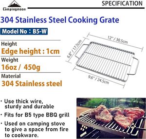 Grille de cuisson en acier inoxydable 304 pour camping, 9.6x6.8 pouces, accessoires pour barbecue, grille de cuisson avec poignée - Product Image 2
