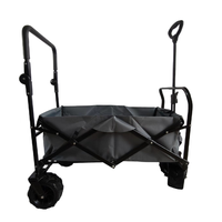 Chariot pliable en acier à quatre roues, robuste, avec deux poignées, tout-terrain, pour le shopping en extérieur, grand format